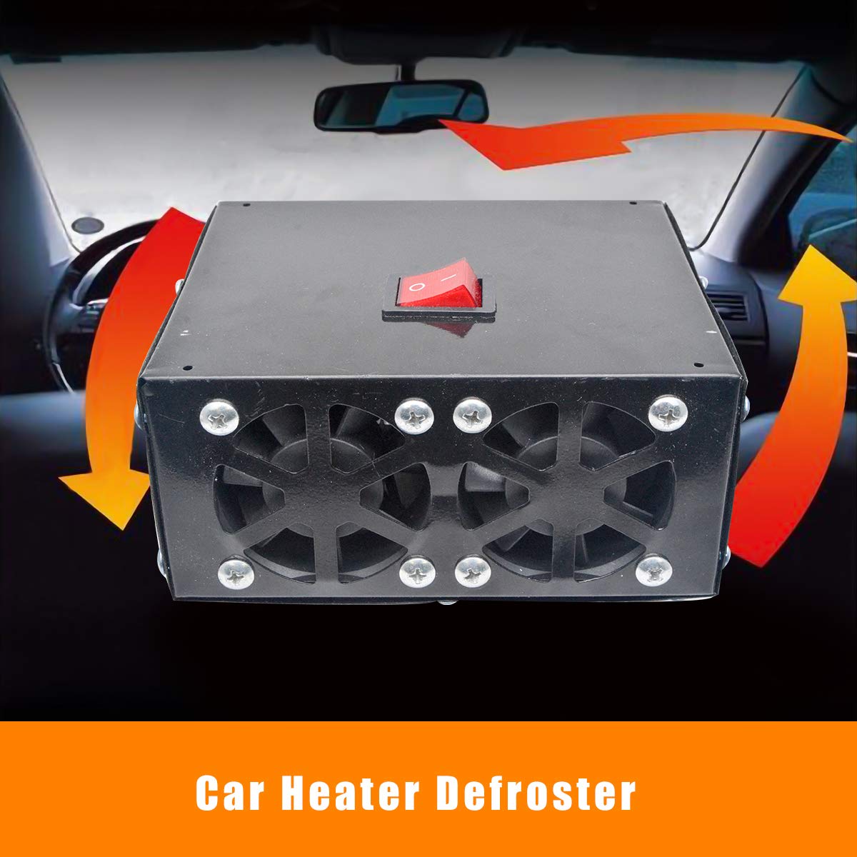 12V 400-600W Auto Heizlüfter Defroster, Baceyong Anti-Fog Heizung Mini-Autoheizung, Windschutzscheibe Demister Fenster Lüfter, Auto Winter Windschutz Demister, Geringes Rauschen 2 Ports Warmlüfter