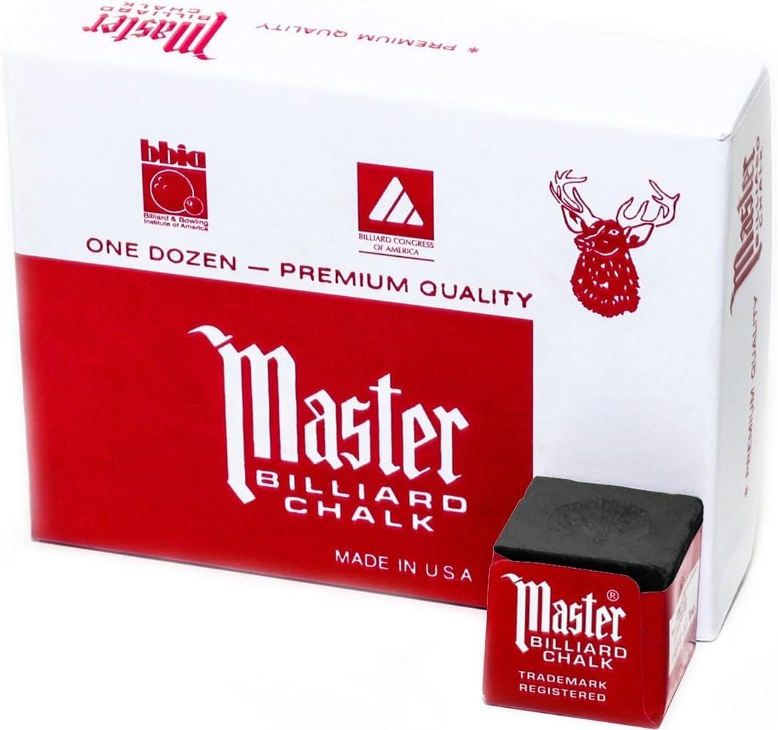 Imperial Master Billiards Pool Chalk, Pack of 12 Cubes, Grey, with Protective Box - Professional Billiards Chalk for Smooth, Even Coating on Cue Tip - Pool Table Accessories Gifts for Men (18-336)