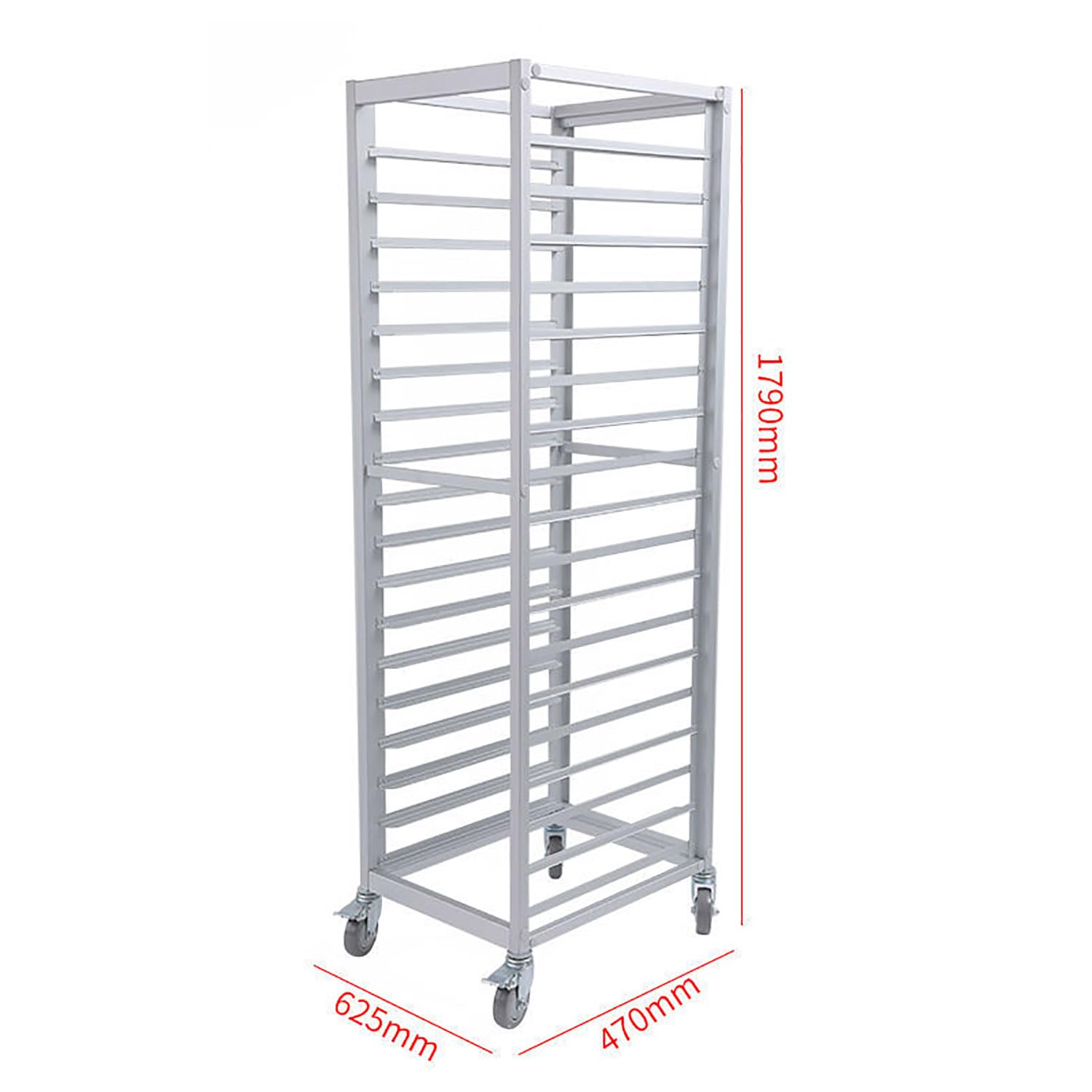 Étagère De Boulangerie Commerciale À 18 Niveaux En Acier Inoxydable Avec Roulettes De Frein - Chariot Robuste En Aluminium Pour Le Rangement Dans Les Cuisines, Restaurants Et Pizzerias, Pour Demi-Por