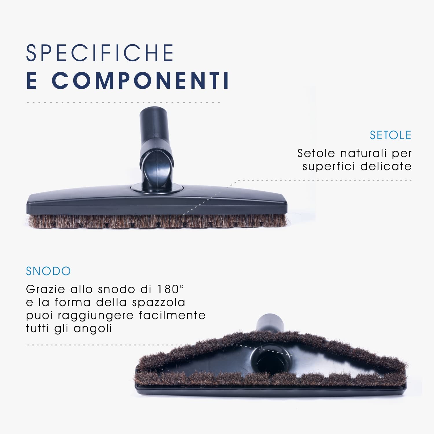 Spazzola Universale per Aspirapolvere Centralizzato - Compatibile con Aertecnica Tubò, Sistem Air, GDA General D'Aspirazione, Airblu, Disan, Duovac, Enke, Vacuflo - per Tutti i Pavimenti
