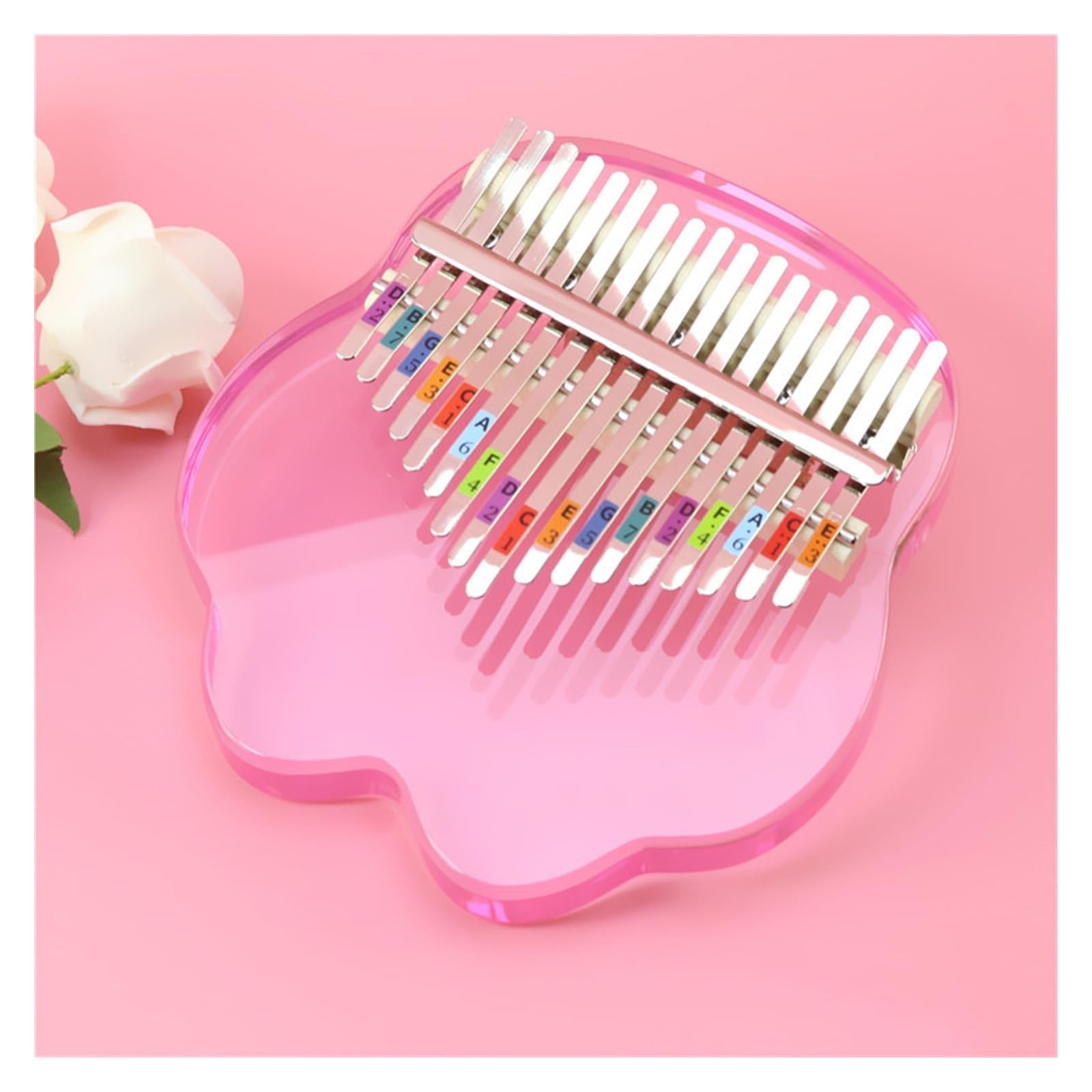 Set Di Strumenti Musicali Kalimba Pianoforte A Pollice Rosa Kalimba Trasparente A 17 Note Strumento Musicale Semplice E Portatile(2)