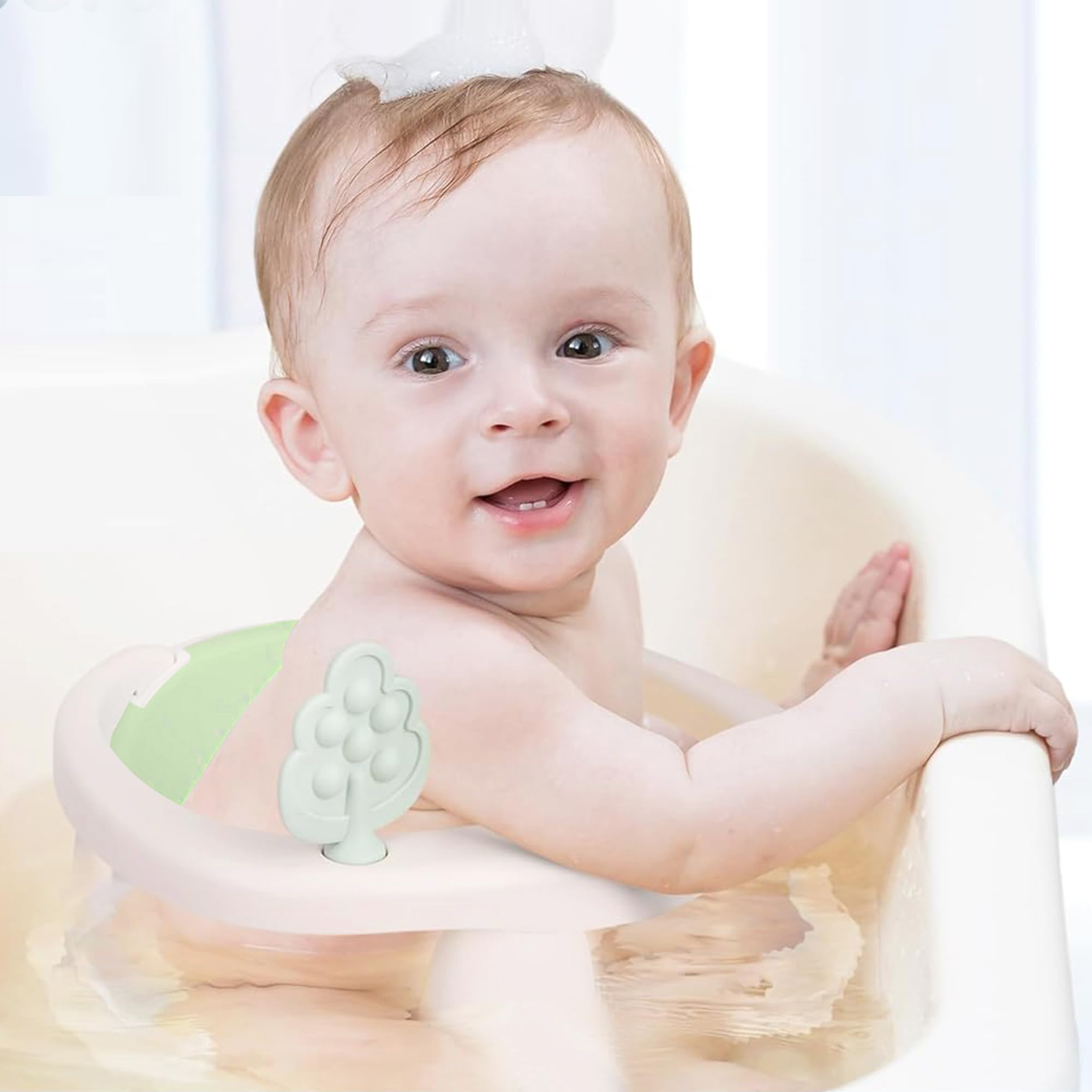 Bebamour Asiento de Baño para Bebé 6 Meses+ Niño Bañera Antideslizante,Green