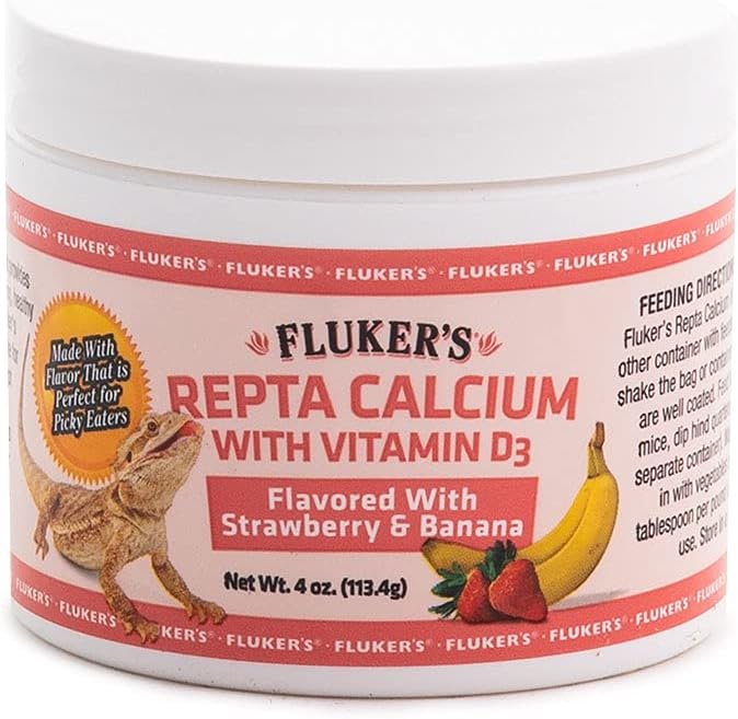 Fluker’s Strawberry Banana Flavored Repta Calcium with Vitamin D3, 4 oz