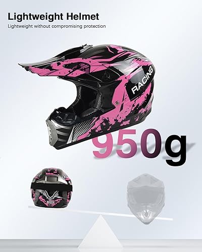Miniatura 5 de Casco para niños y jóvenes para bicicleta de tierra, motocross, todoterreno, motocicleta, ATV, UTV, bicicleta de calle, Combo de guantes, gafas y