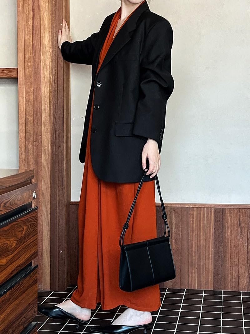 [Rjktmox] レディース カジュアル スーツジャケット ロング ヴィンテージデザイン オフィスカジュアル対応 ハイクオリティミ