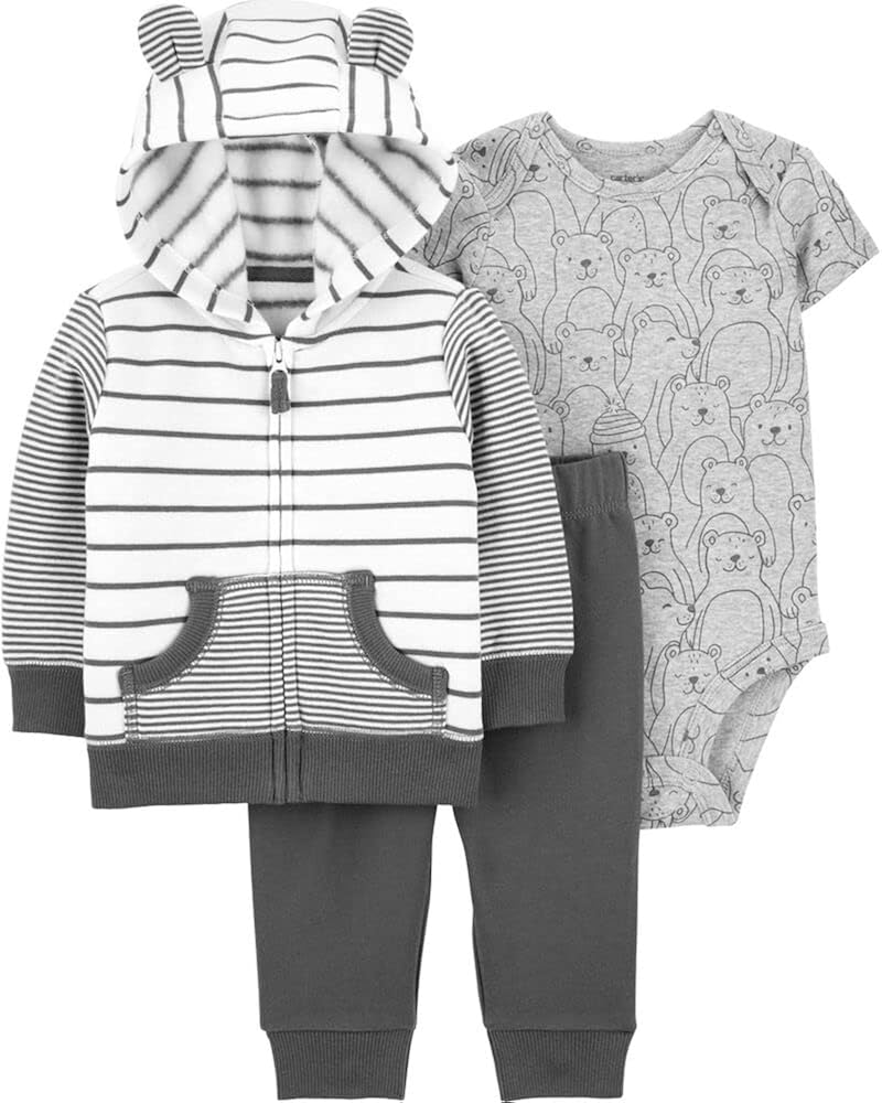 Carters Conjunto de chaqueta pequeña de 3 piezas para bebé niño oso polar Azul MarinoVerde