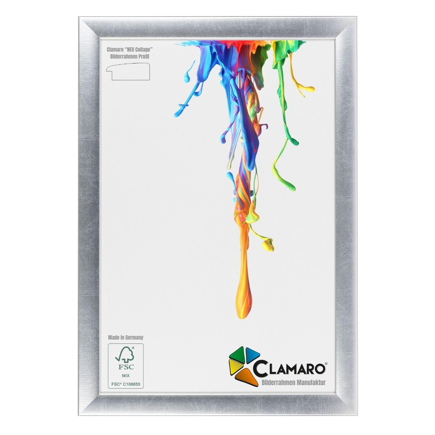 Clamaro "Neo Collage" Picture Frame 50x110 Handcrafted to Measure | Silver | MDF Wood Design Wooden Picture Frame Incl. Acrylic Glass and Metal Hanger (Landscape & Portrait)