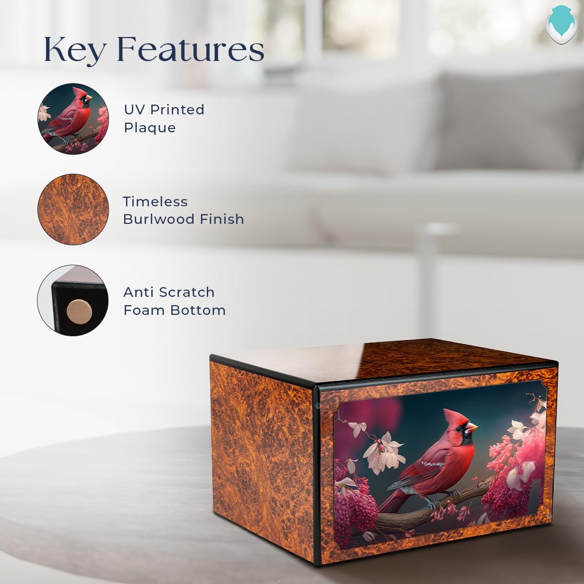 GetUrns - Red Cardinal Wooden Urn for Ashes Adult Male I Decorative Memorial Urn box for female and Men I Funeral Wood Urn for ashes I 210lbs