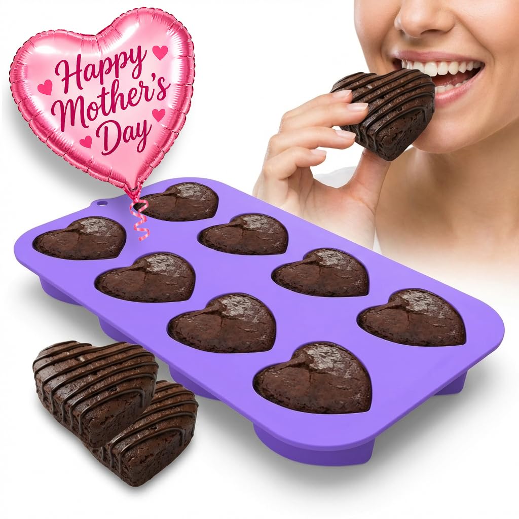 Bakerpan Silicone Heart Mold for Baking - Mini Heart Shaped Cake Pans
