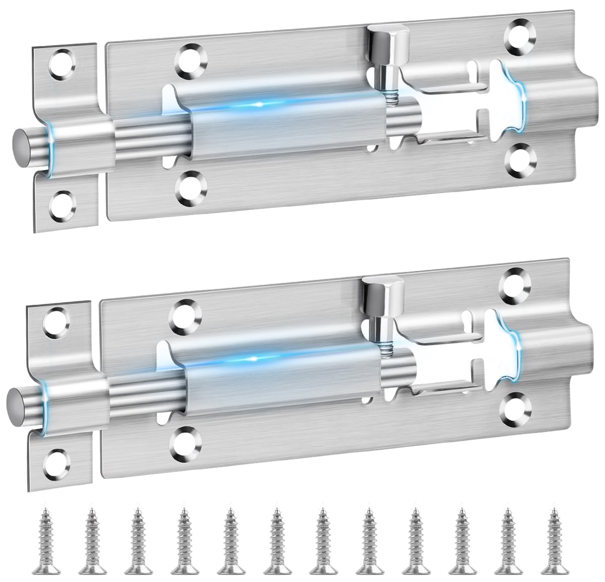 4 Inch (100mm) Door Lock, Leryati 2Pcs Bedroom Door Lock Stainless Steel Bolt Locks