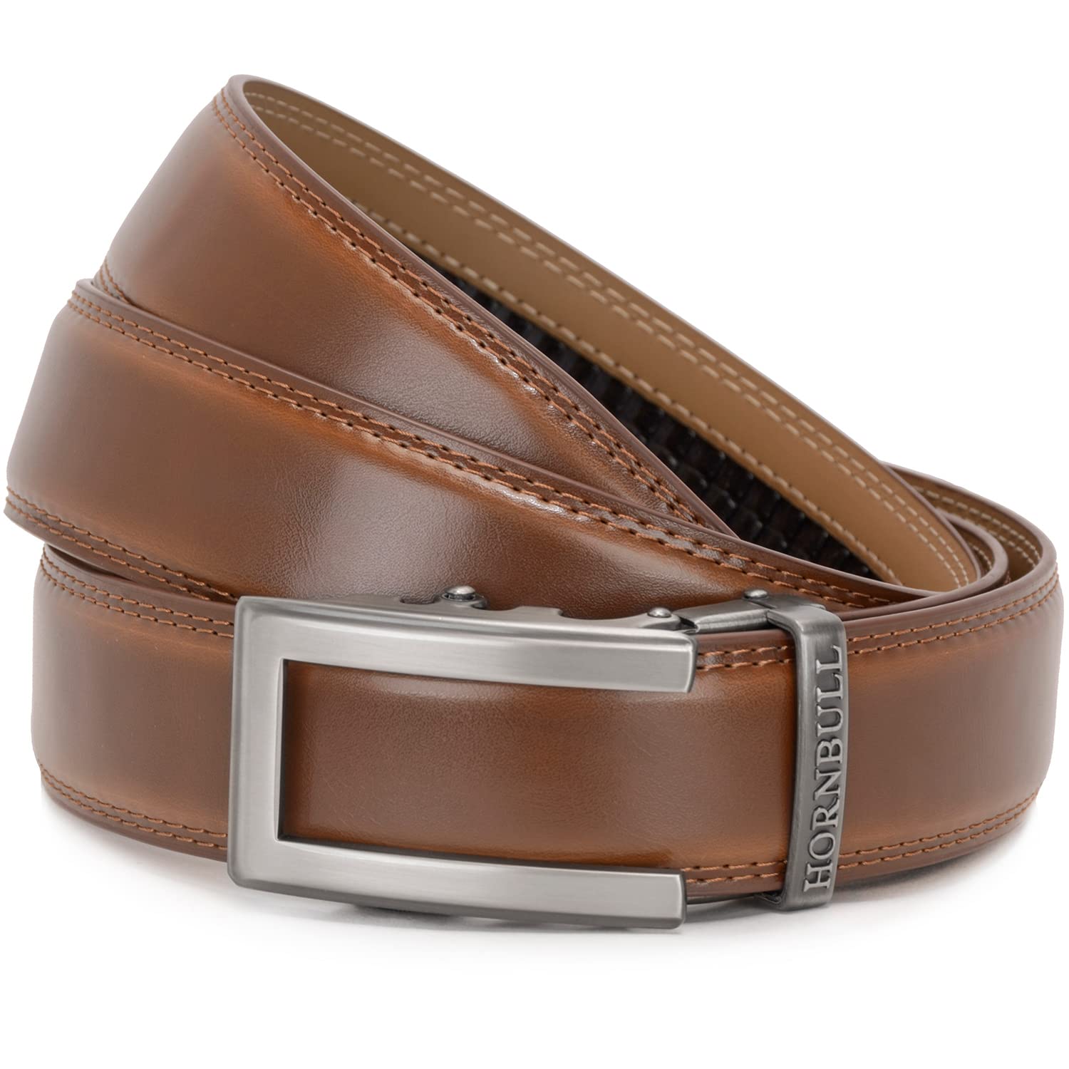 HORNBULL Riga Leather Belt for Men | Mens Belt Autolock | Formal and Casual Leather Belt, Tan, Free Size (Tan)