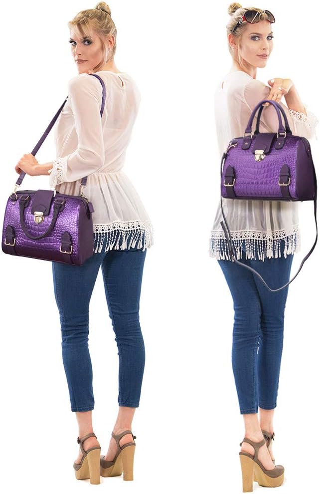 Dasein Women Barrel Handbags Fashion Satchel Bags Top Handle Shoulder Purses Vegan Leather Work Tote - Image 2