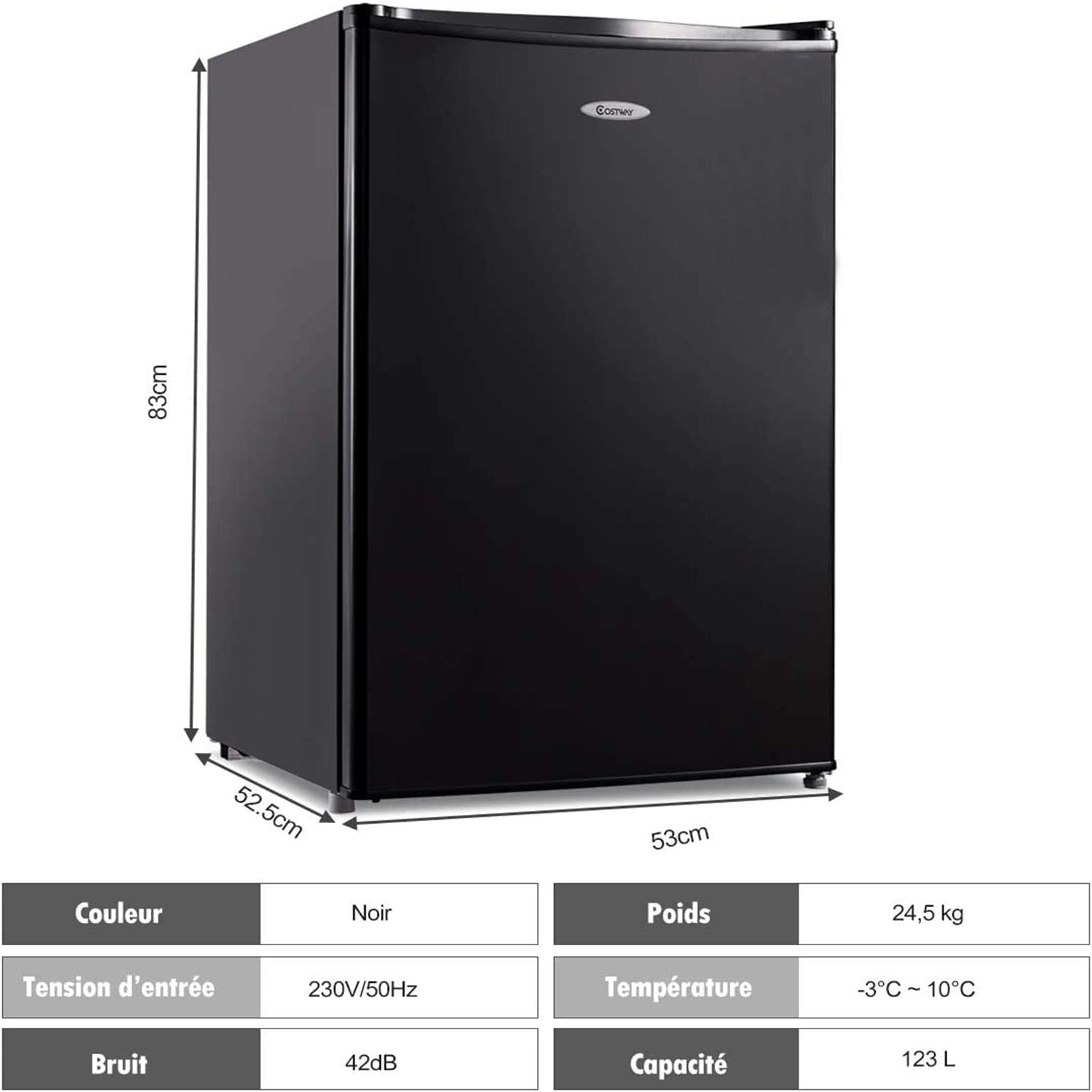 COSTWAY Mini Frigo 10L Chaud/Froid - Miroir LED - Portable Voiture/Chambre - Étages Amovibles