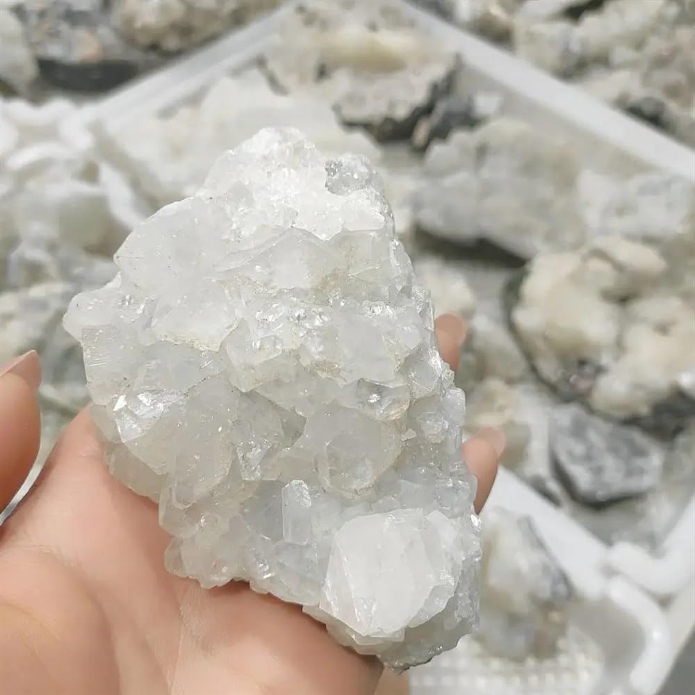 AtkitS Cristales Naturales apofilita, especímenes de Piedra Mineral, aprecia la colección de enseñanza e investigación científica decoración del hogar(1000-1300g)