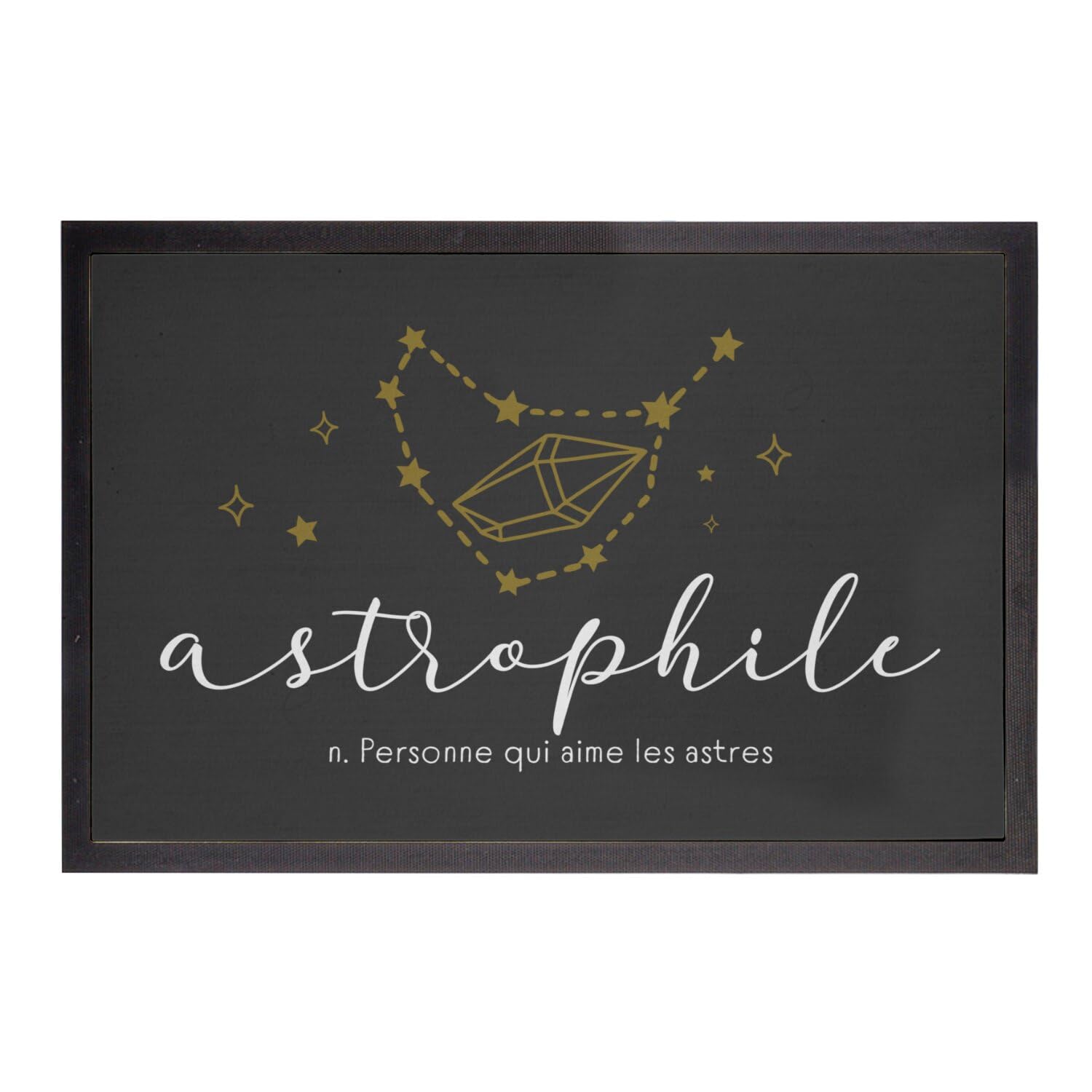 Paillasson astrophile absorbant noir motif ciel de nuit 60x40