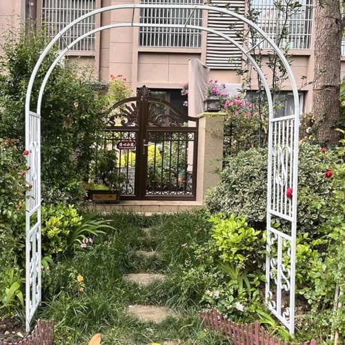 Steel Garden Arbor Arch - 7.5ft High Wedding Arch for Ceremonies & Parties, Metal Trellis for Climbing Plants, Versatile Sizes: 4.6-11ft Wide (Black, W5.9ft x H7.5ft)
