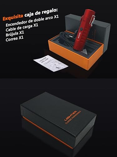 Miniatura 4 de SKRFIRE Encendedor de brújula para exteriores, resistente al viento, encendedor eléctrico de doble arco, encendedor de linterna, encendedor de