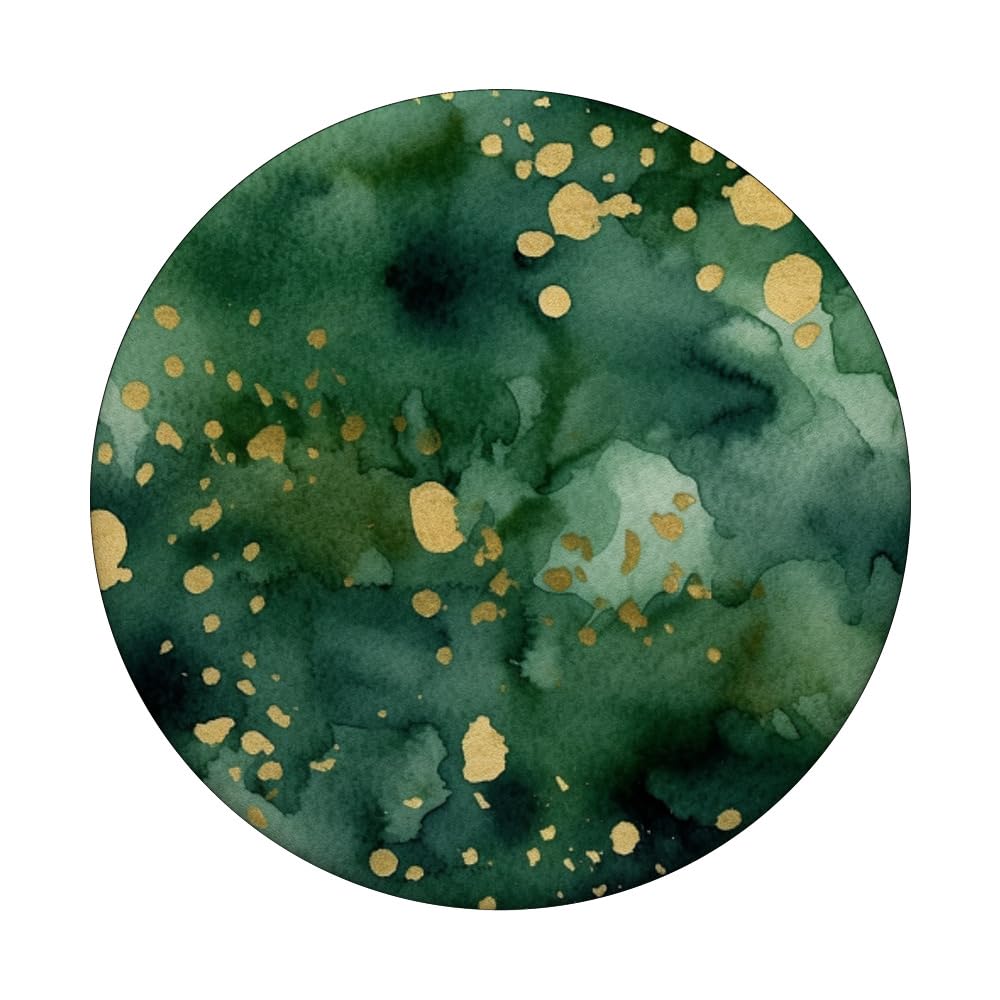 Geometric Forest Green Pattern Triangle Elegant PopSockets Swappable PopGrip, Black - Image 3