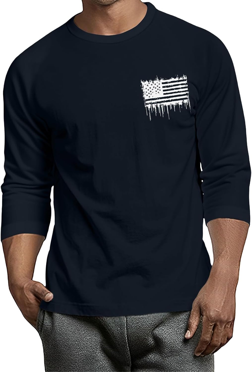 WENKOMG1 Men's Three Quarter Sleeve Graphic T Shirt Summer Casual Athletic Workout T-Shirt, S-3XL