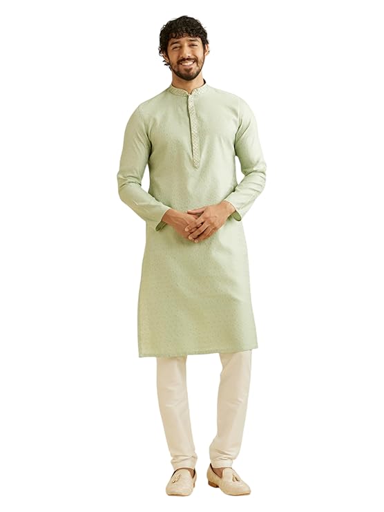 Manyavar Men's Viscose Blend Kurta Pyjama Set
