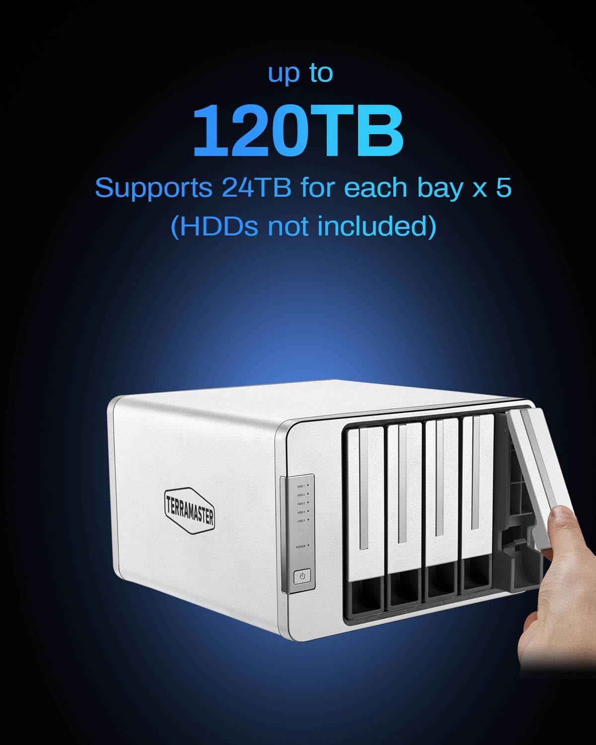 TERRAMASTER D5-310 5Bay Obudowa dysku twardego Hardware Raid obsługuje RAID 5, 0, 1, 10, Single, USB 3.1 typu C Direct Attached Storage Backup Software w zestawie (Diskless)