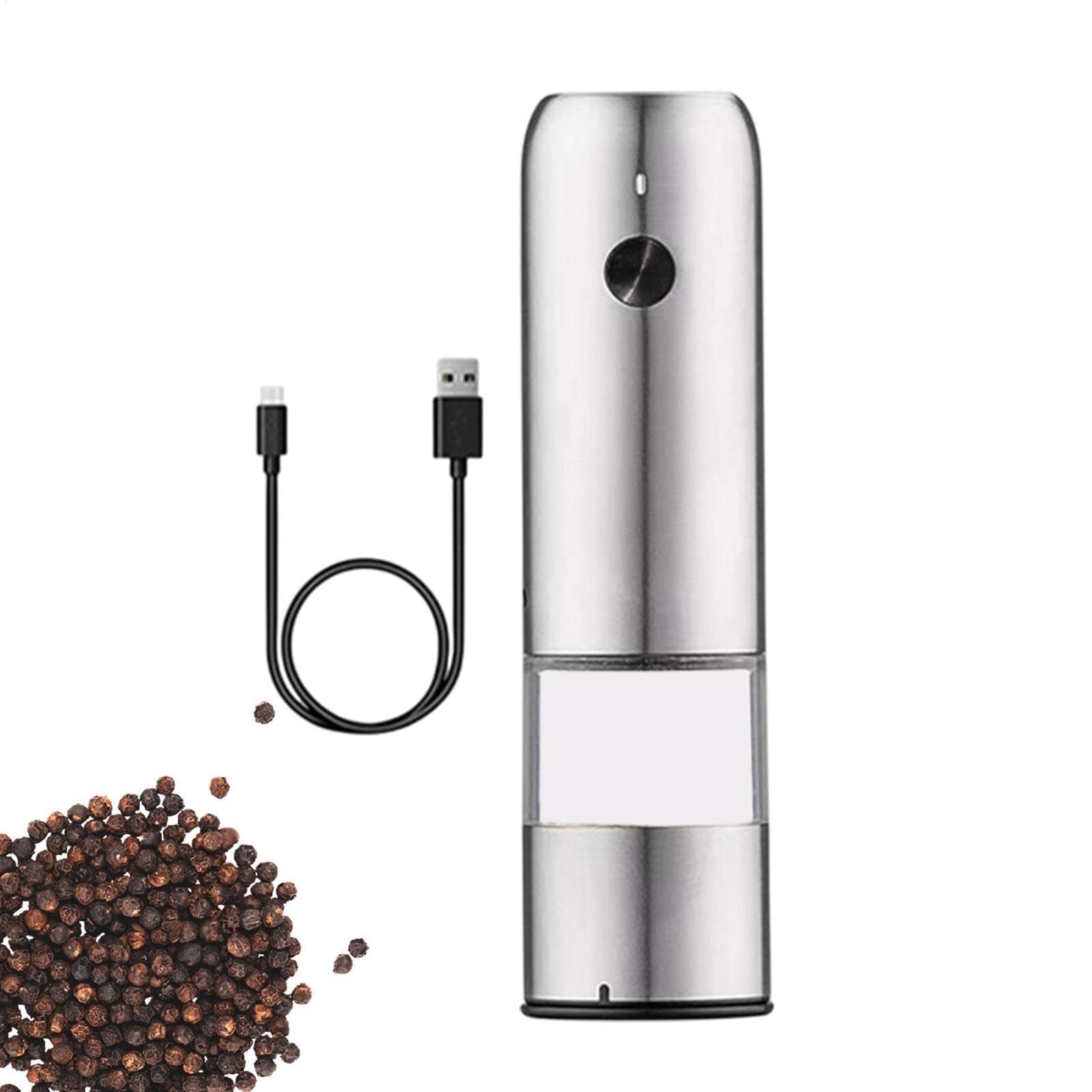 Molinillo de Pimienta Eléctrico Recargable USB, Sal Pimentero Cerámica Ajustable Portátil