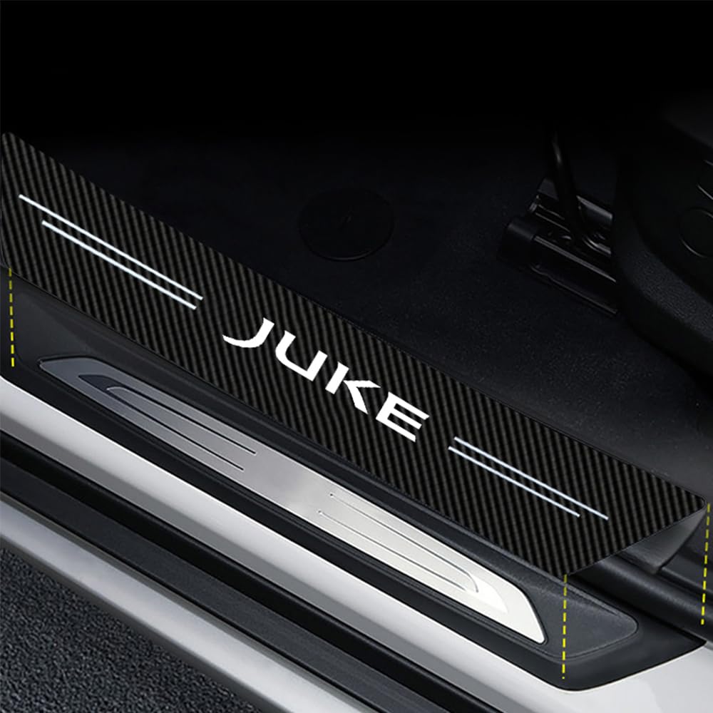 Protecteurs De Seuil De Porte Pour Nissan Juke - 4 Pièces, Film Carbone Cuir Blanc, Anti-rayures, Autocollant 3M - 10