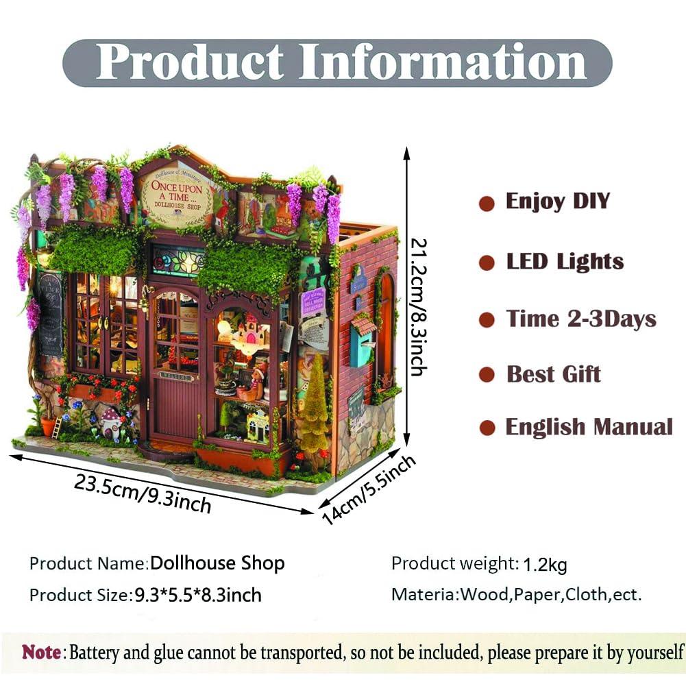 Miniaturowy zestaw do samodzielnego wykonania, drewniane, miniaturowe zestawy modeli, dla dorosłych, domek dla lalek ze światłem LED, kreatywne prezenty na Boże Narodzenie (sklep domowy)