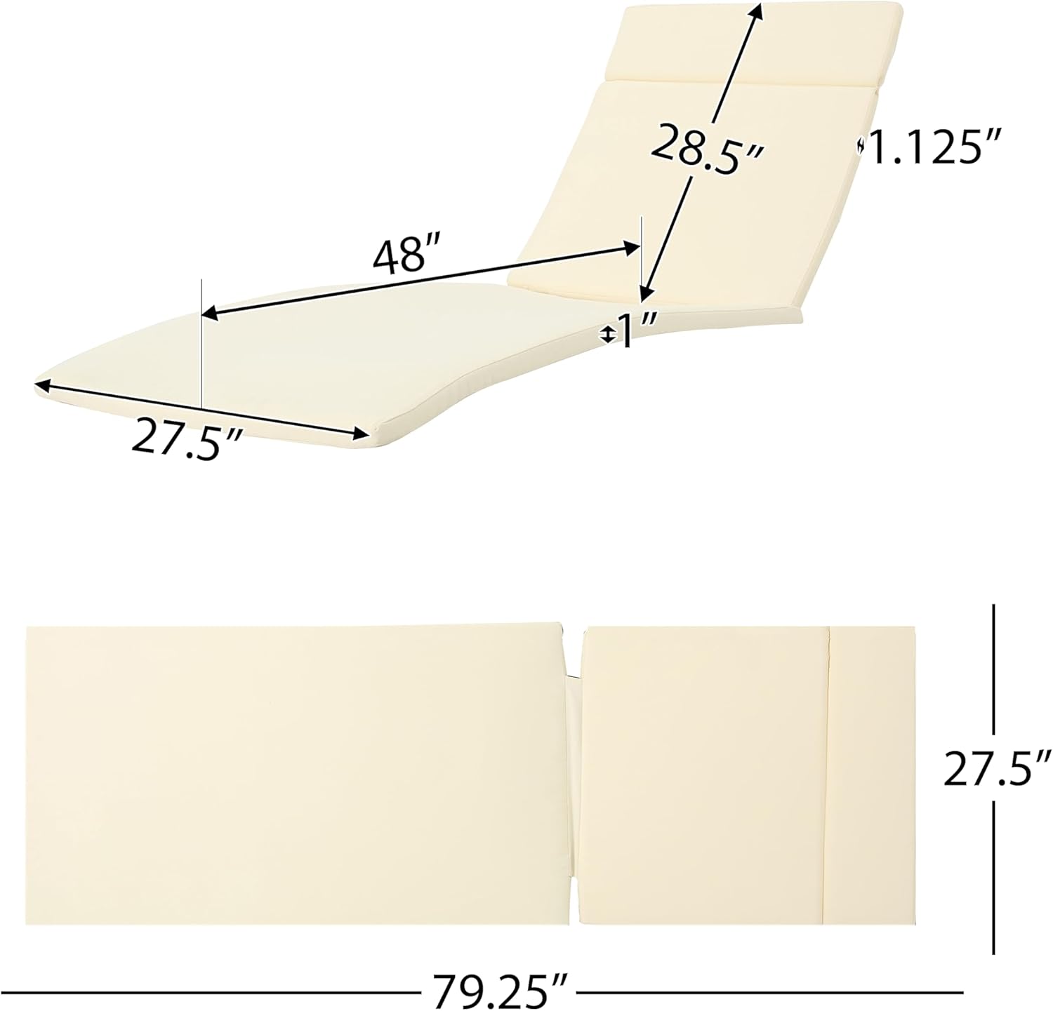 Christopher Knight Home New Lakeport Outdoor Chaise Lounge Cushion (Set of 2), 2 Count (Pack of 1), Beige