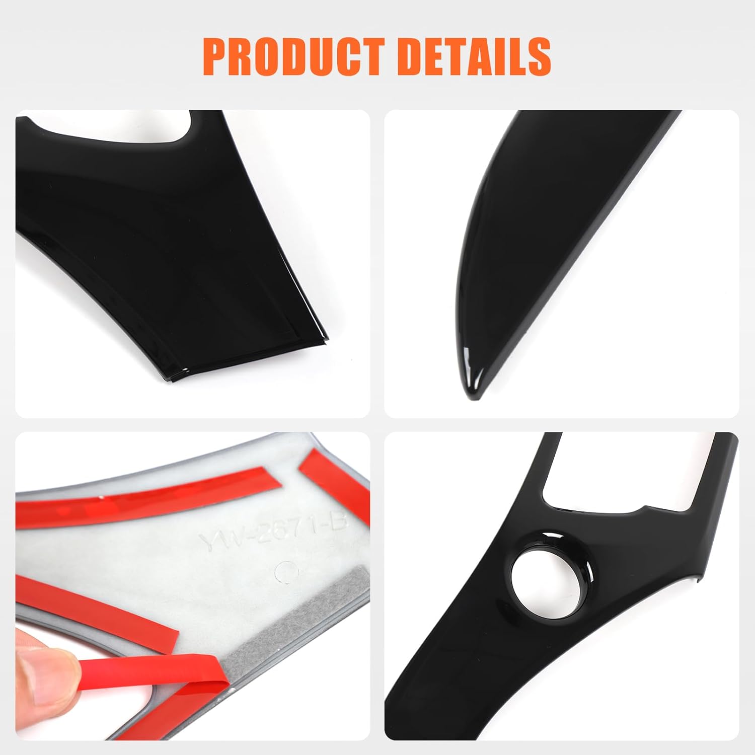 Center Console Dashboard Panel Strip Trim Compatible with Honda Pilot 2016-2022 Interior Decorative Cover Protector Accessories Anti Scratch ABS Material (Glossy Black)