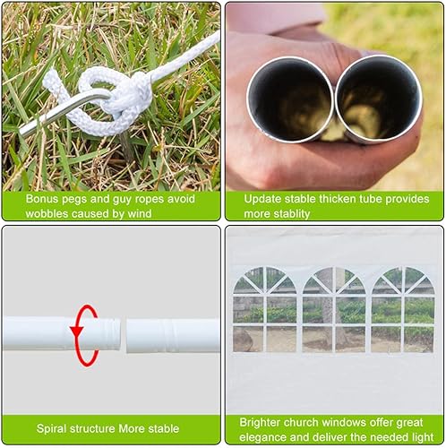 Vista 6 de Tienda de campaña de playa de 10 x 10 pies, tienda de campaña para exteriores, carpa para bodas, fiestas, tienda de campaña blanca instantánea