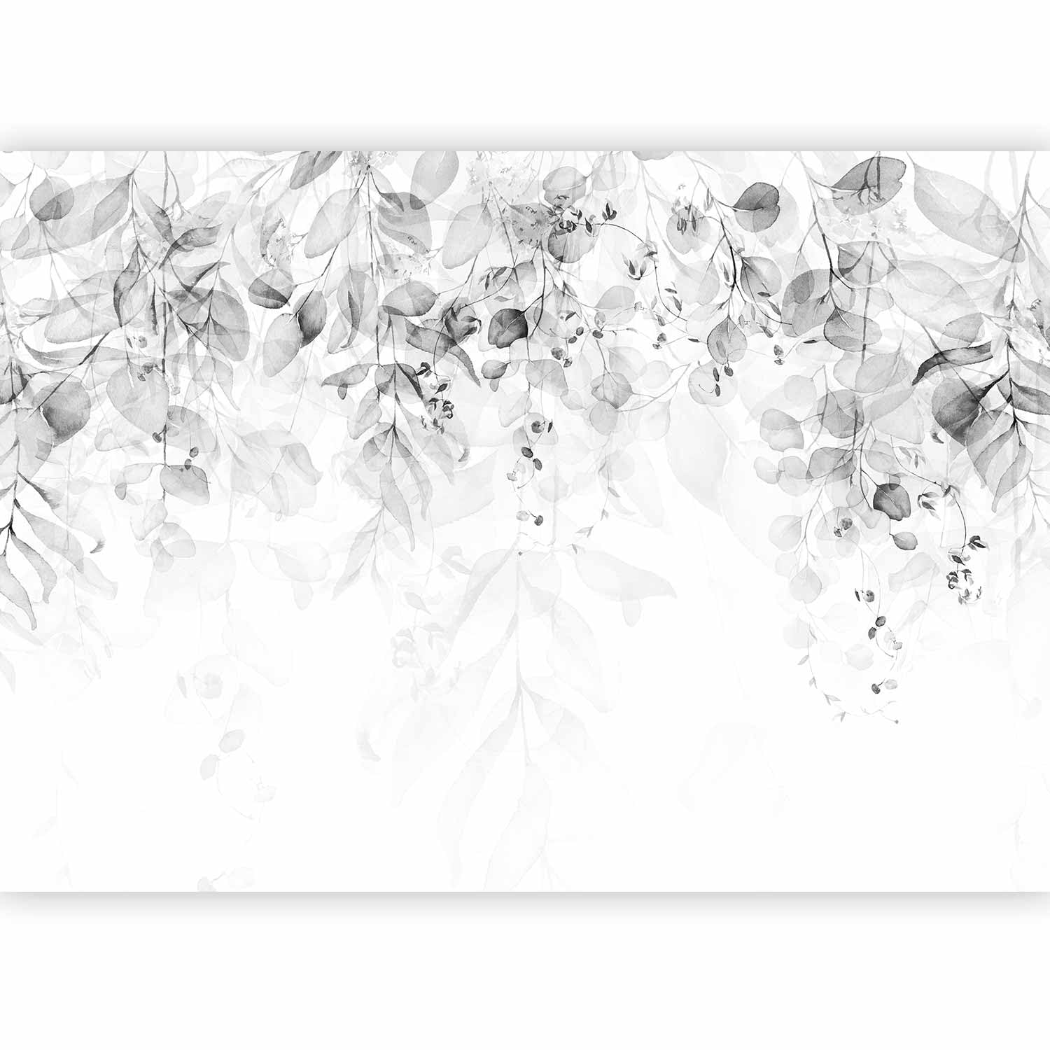 murando Photo Wallpaper Leaves 450x315 cm Non-Woven Premium Art Print Fleece Wall Mural Decoration Poster Picture Design Modern Ivy Natur Plants Grey Like Painted b-C-0615-a-d