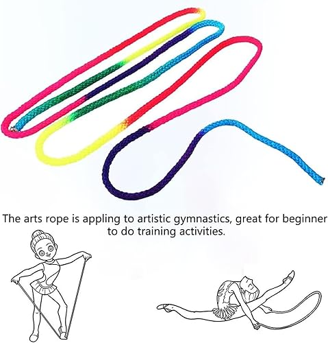 Miniatura 6 de Cuerda de gimnasia artística, cuerda de gimnasia aeróbica y fitness, cuerda de gimnasia rítmica de color arco iris, cuerda de gimnasia sólida para