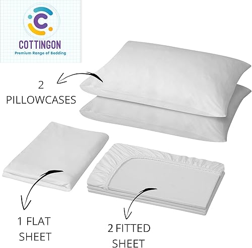 Miniatura 4 de Sábanas divididas tamaño King para cama ajustable, juego de sábanas con 2 sábanas bajeras individuales XL, sábanas divididas tamaño King de 5