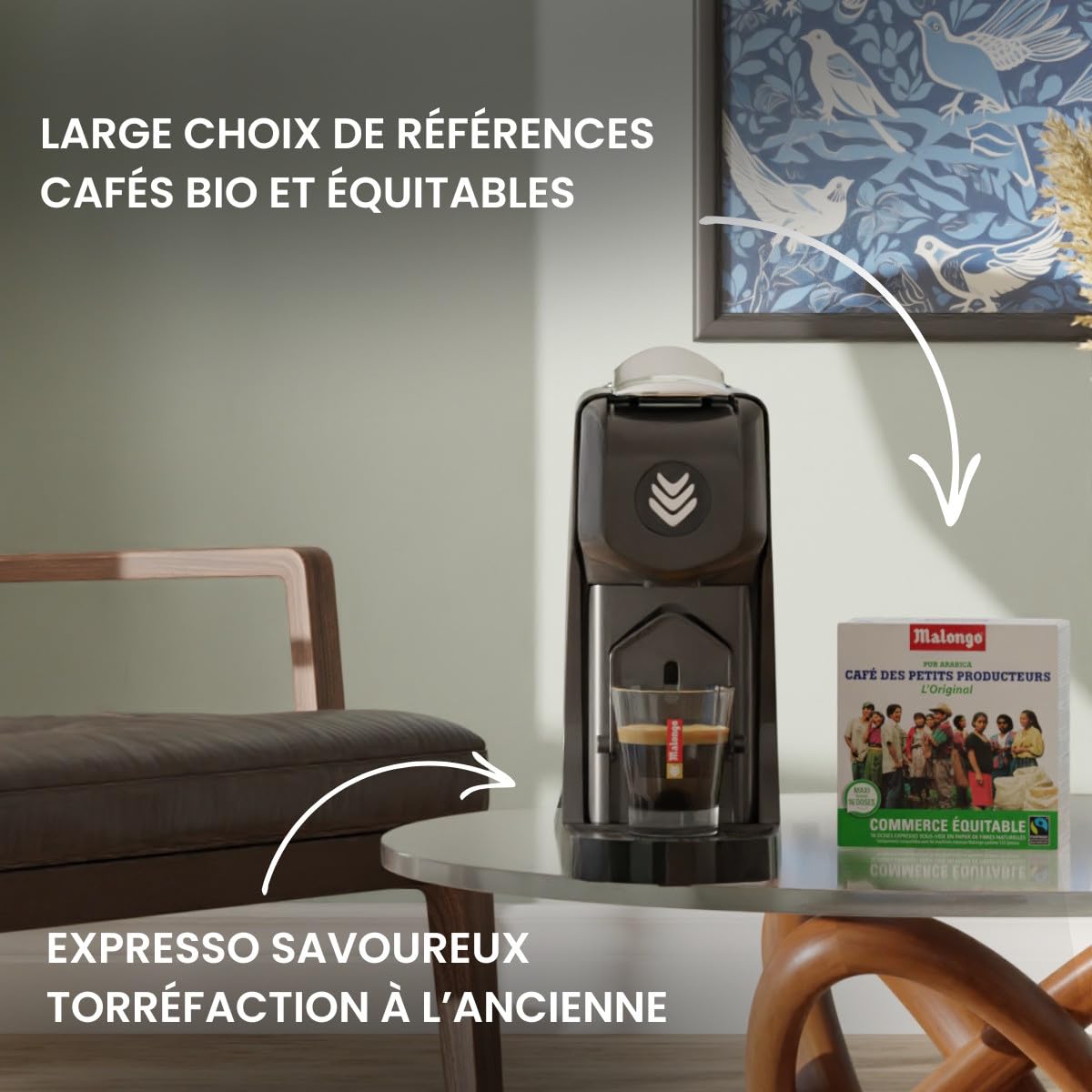 Machine à dosettes Expresso EOH noir mat, fabriquée en France - Malongo
