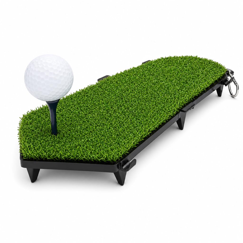 JD Brands Winter Golf Fairway Mat, 8 Spikes, Guide Clips & Carry Clip (Green)