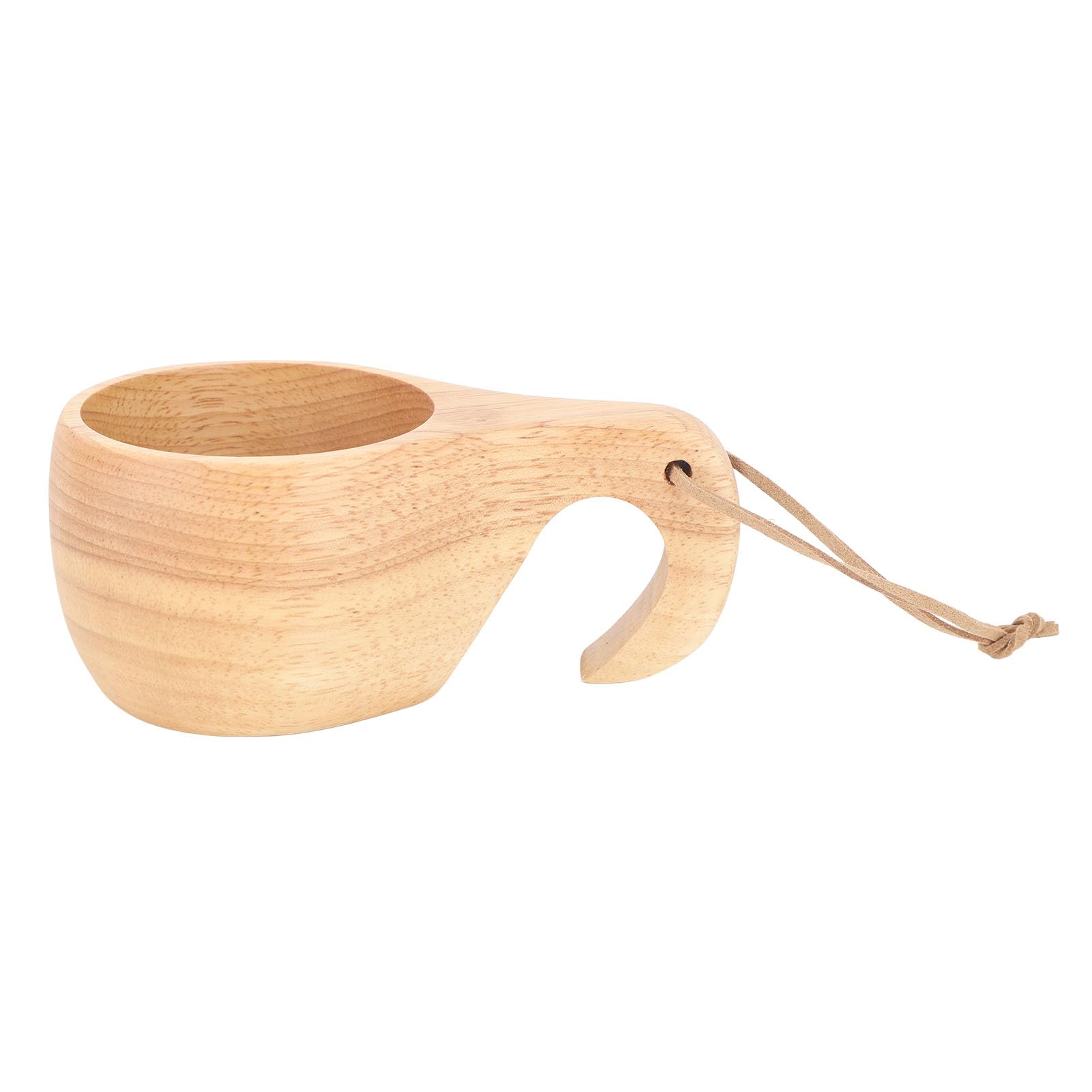 ETiME Rubber Wood Cup Wooden Cup Camping Wood Mug Coffee Cups 200ml, Wooden Cups with Handles Portable Multifunctional Wooden Cups Coffee Cups (Elephant Trunk Cup)