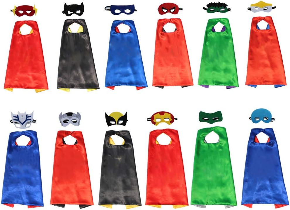 XKX Superhero Capes Masks For Party,12 Set