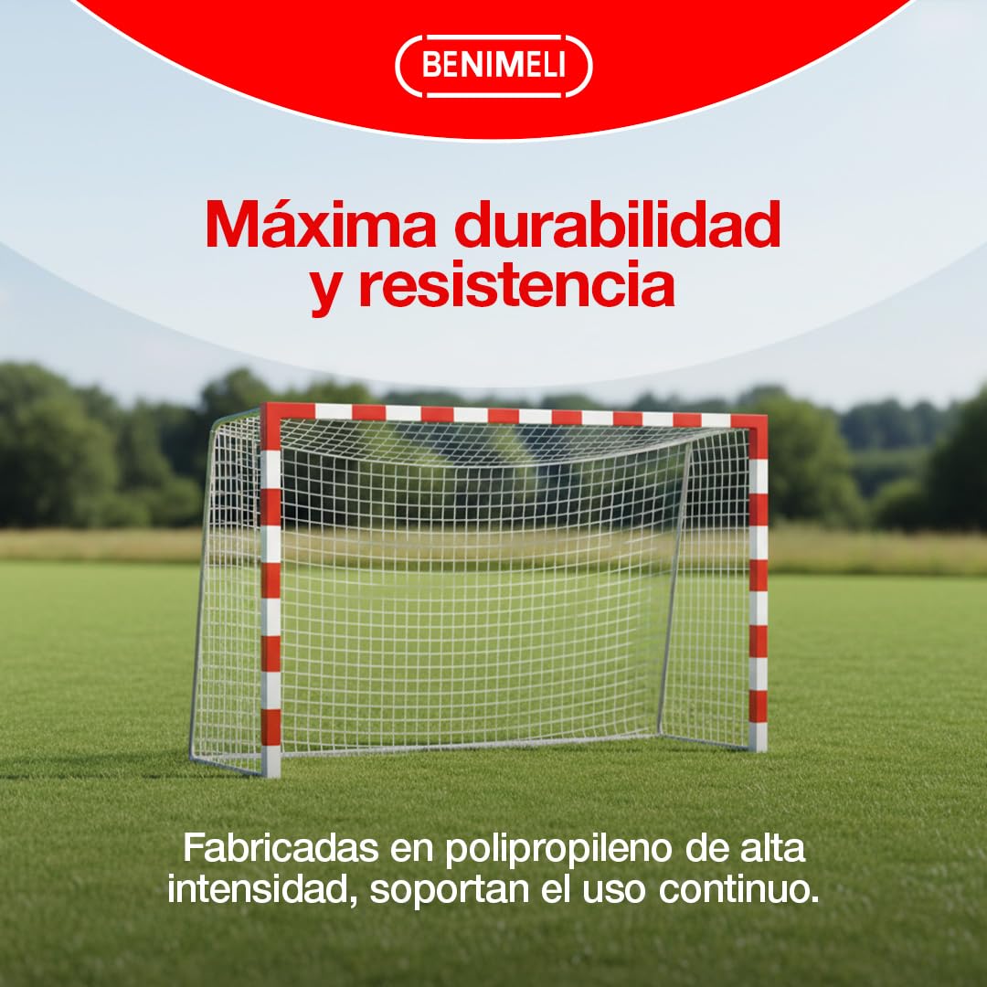 Red Porteria Pack 2 Unidades | Red Porterias de Futbol 100x100mm Balonmano, Entrenamiento, y Futbol Sala | 3x2x1M, Red Blanca Resistente para Interior y Exterior (No Incluye Portería)