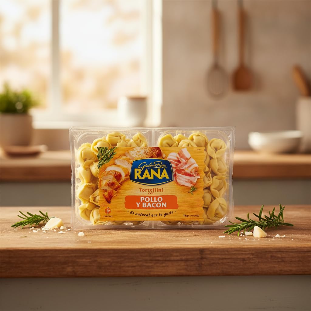 Tortellini de Pasta Fresca al Huevo con Relleno de Pollo y Bacon - Formato Familiar Bipack 1kg (2 x 500g) - Cocción Rápida 3 Minutos - NEXU