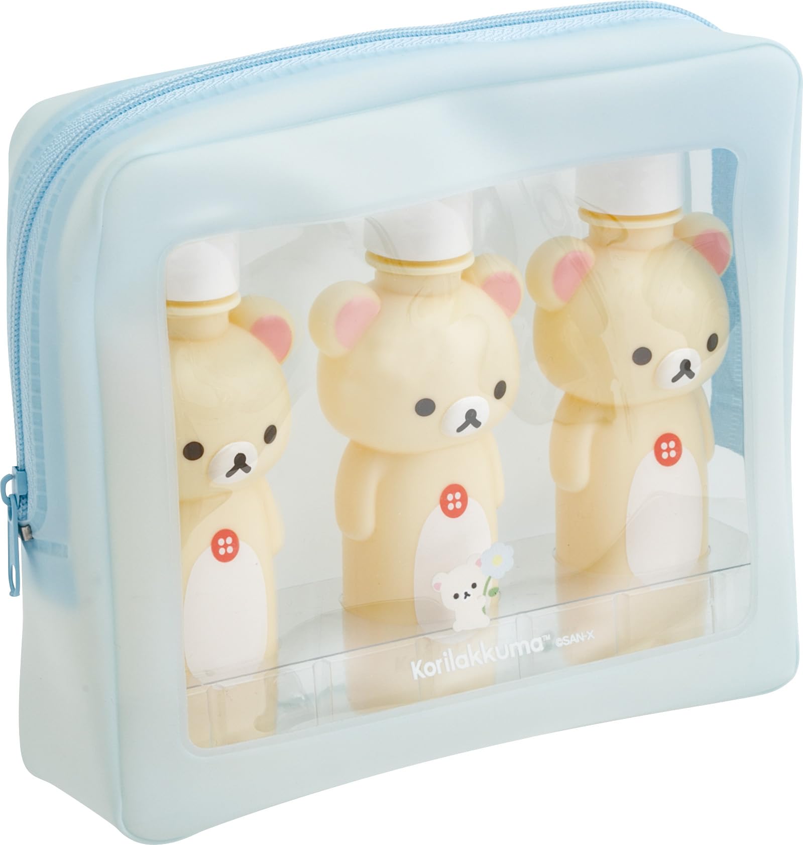 San-X Rilakkuma Korilakkuma Travel Bottle Pouch Set of 3 Refillable 2oz