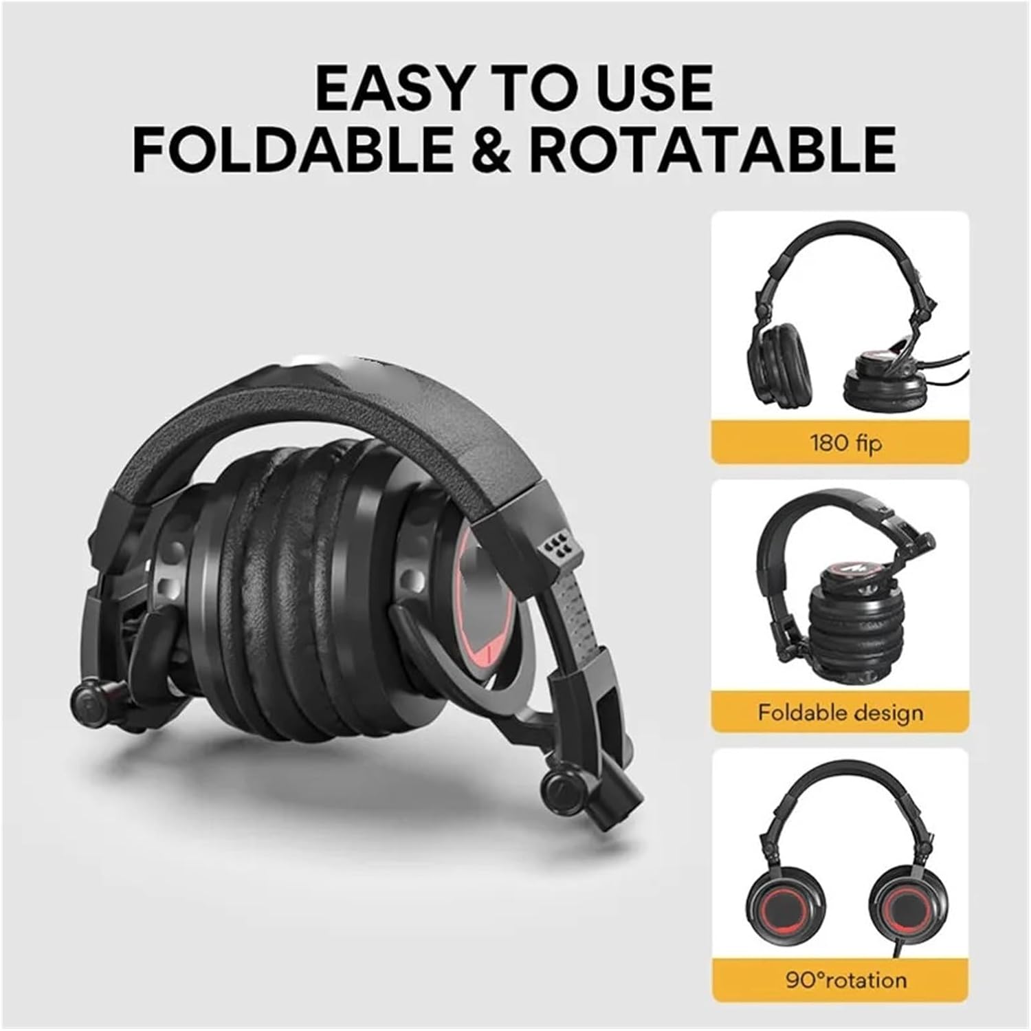 Headphones 50MM Drivers Over Ear Studio Lightweight Foldable