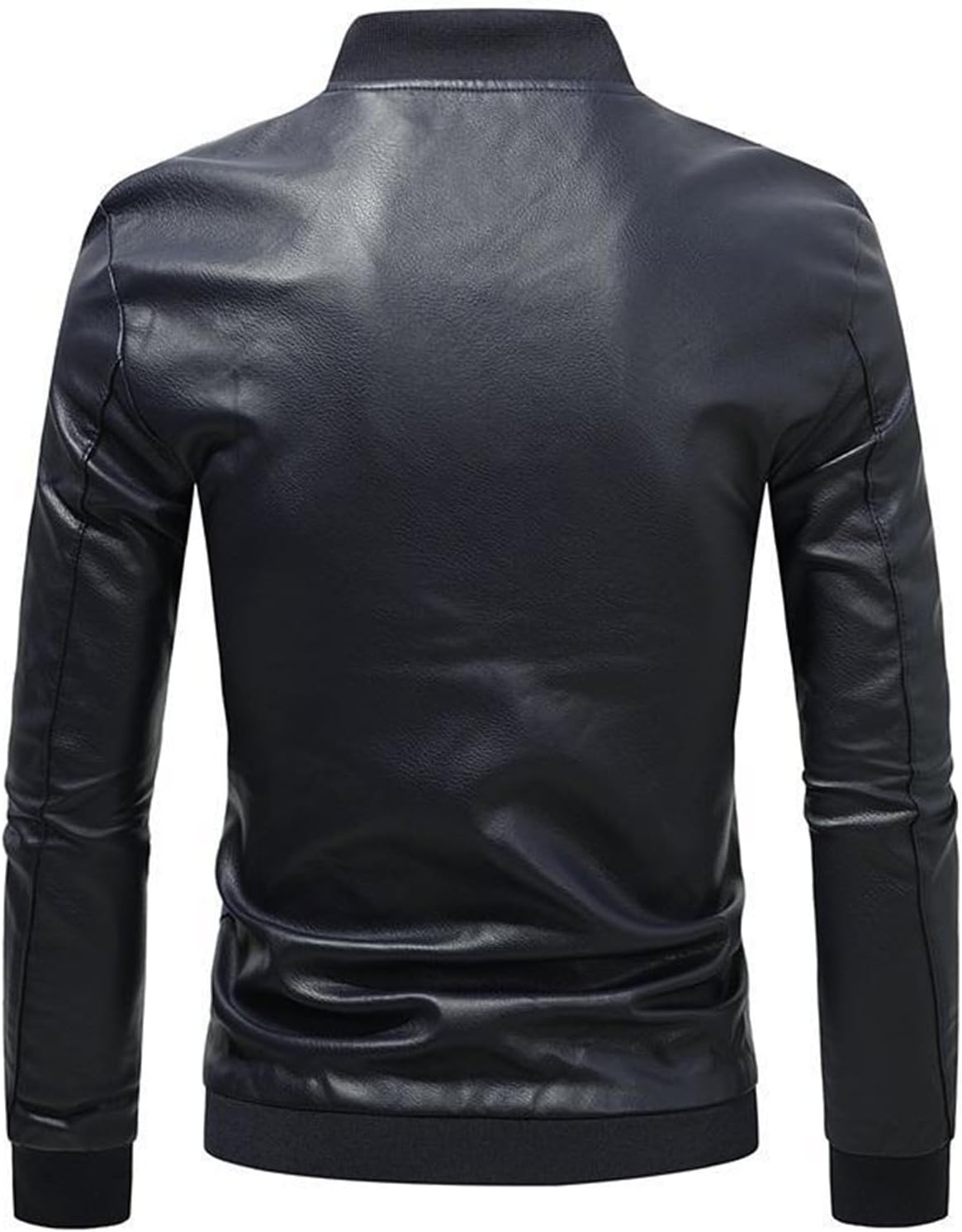 Men's Slim Fit Leather Jacket Male Casual Stand Collar Lightweight Leather Coat Men Autumn Faux Leather Jacket