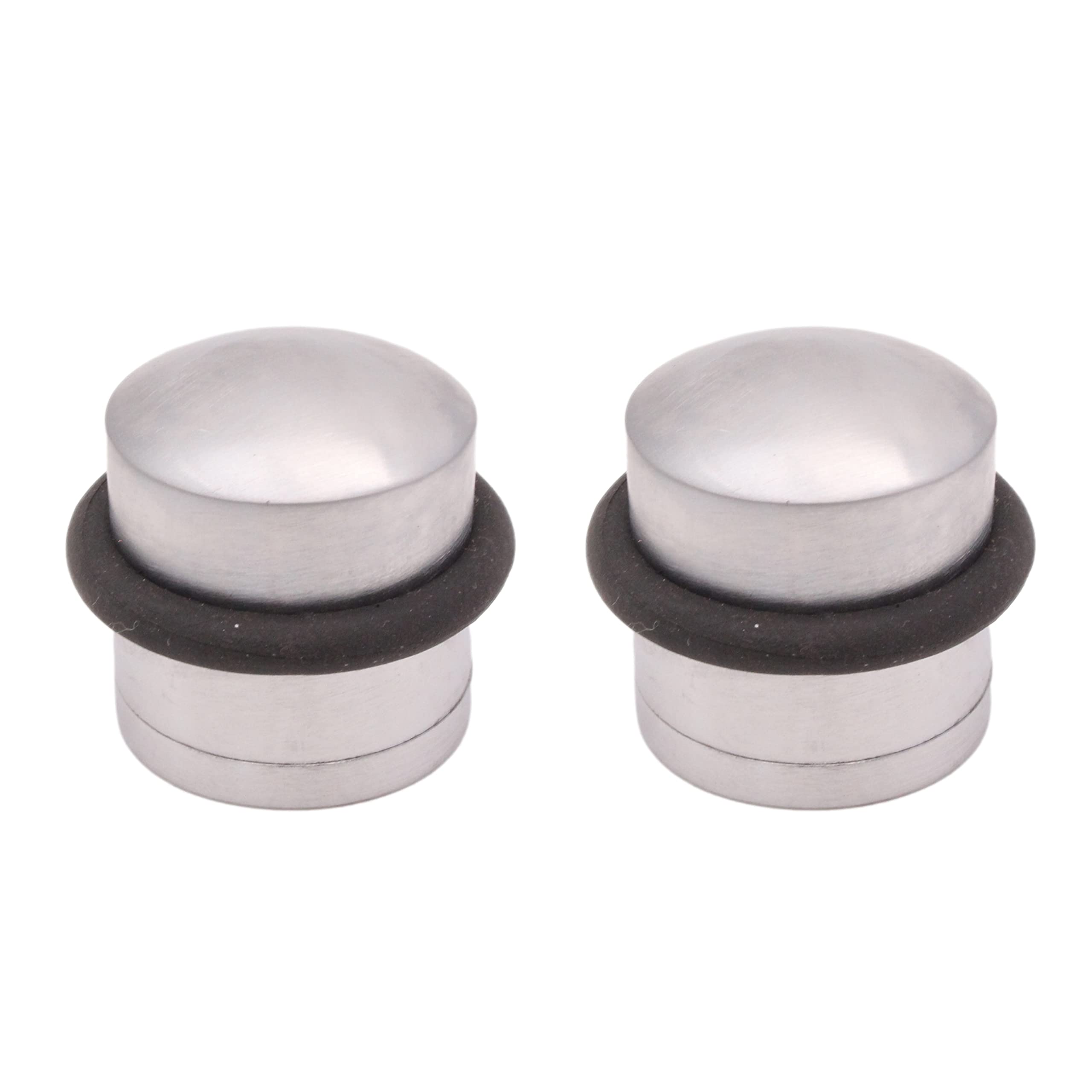 Eai Satin Chrome Door Stop Dome Solid Floor Mounted - Pack Of 2