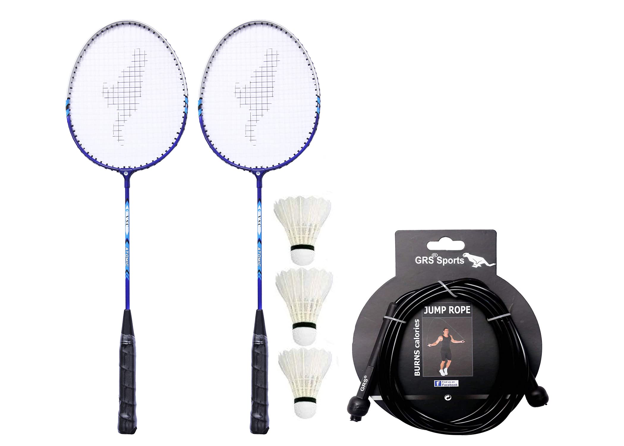 GRS® GRQ13 Aluminum Badminton-Racquet, Set of 2 & 3 Pcs of Shuttle Cock, Skipping Rope (Multicolour) (B091G95WW2) Amazon Price History, Amazon Price Tracker