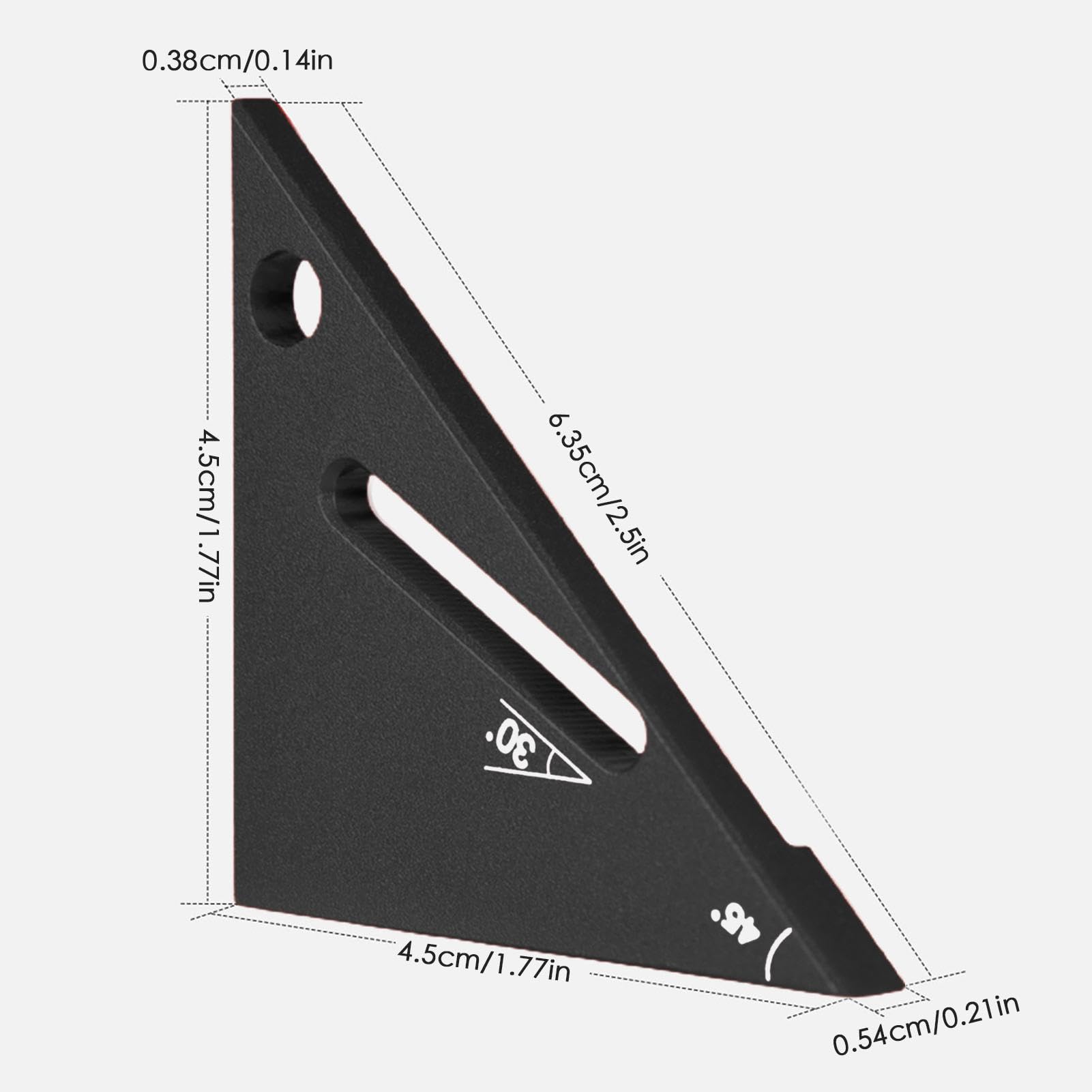 MRKU Righello Triangolare - Lega di Alluminio 90/45 Gradi Piccolo Strumento di misurazione Squadra da Falegname Portatile