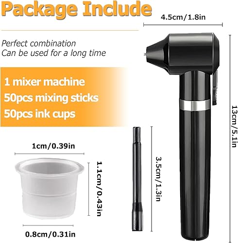 Miniatura 2 de Mezclador de tinta - Mezclador de pigmentos TONBAO con 50 varillas de mezcla de tinta y 50 tapas de tinta, mezclador de tinta eléctrica negra,