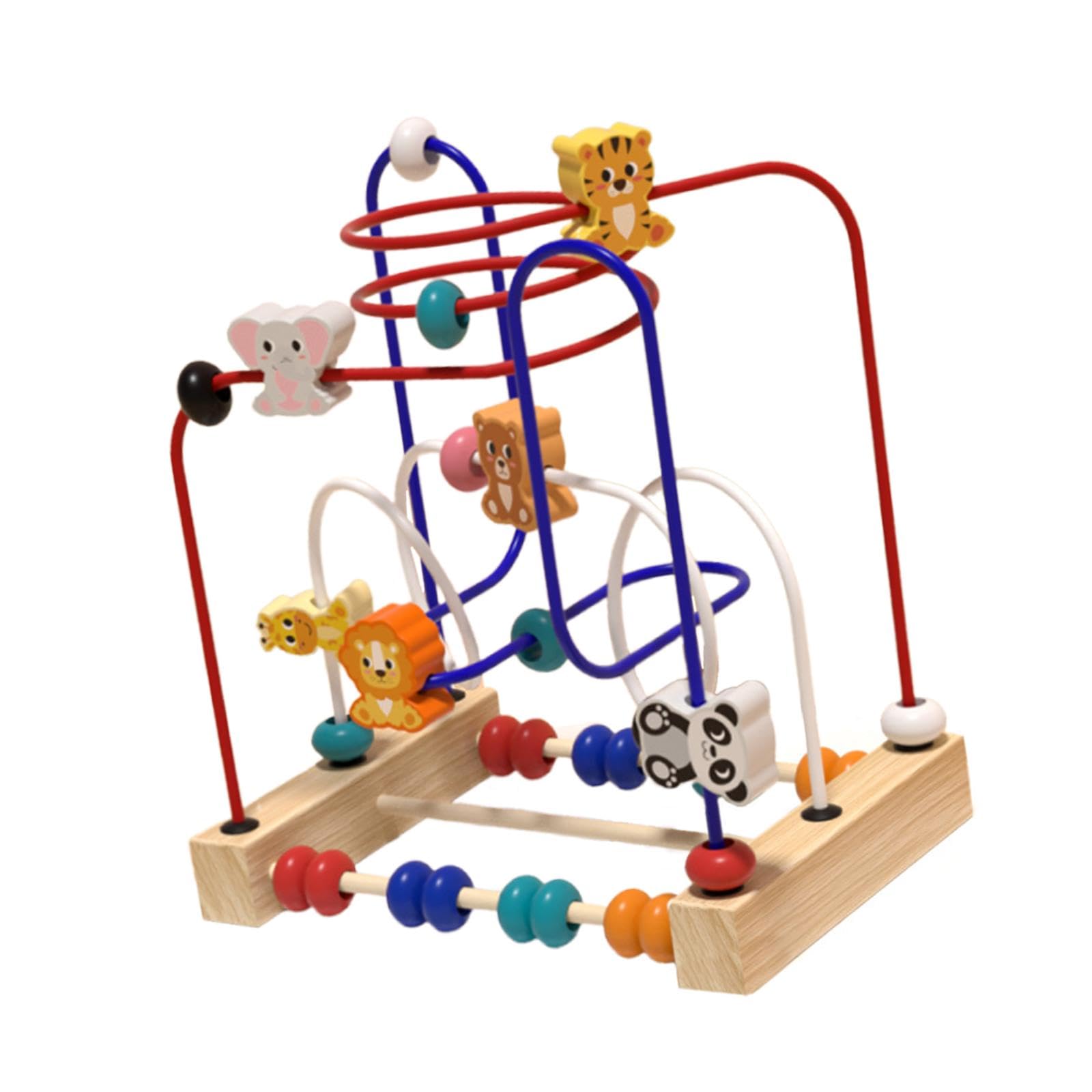 Colcolo Laberinto de Cuentas de Madera, Juguete para Cuentas, Habilidades motoras Finas, Forma y Color, Desarrollo cognitivo para niños y niñas, Regalo, Animales