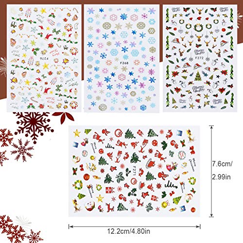 10 Blatt Weihnachten 3D Nailart Sticker, Weihnachtsmann Rentier Schneeflocke nagelaufkleber selbstklebend Nagel… – Bild 3