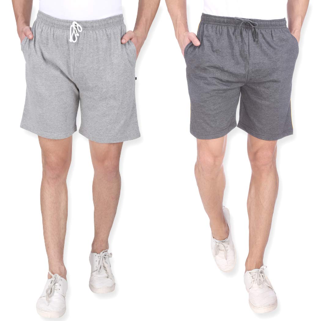 Neo Garments Men's Cotton Regular Casual Short Pant with Pocket - Pack of 2